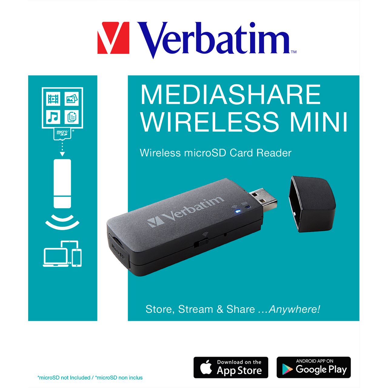 Verbatim Mediashare Mini Wireless microSD Card Reader Kartenleser