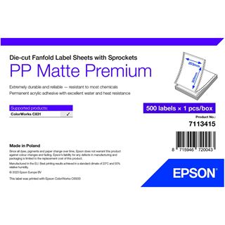 EPSON PP MATTE LABEL PREM DIE-CUT FANFOLD SHEETS WITH SPROCKETS 20 