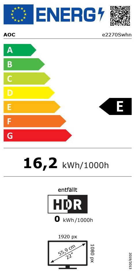21,5" (54,61cm) AOC Value Serie E2270SWHN schwarz 1920x1080