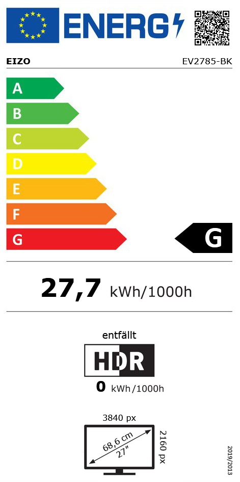 27" (68,58cm) EIZO FlexScan EV2785-BK schwarz 3840x2160